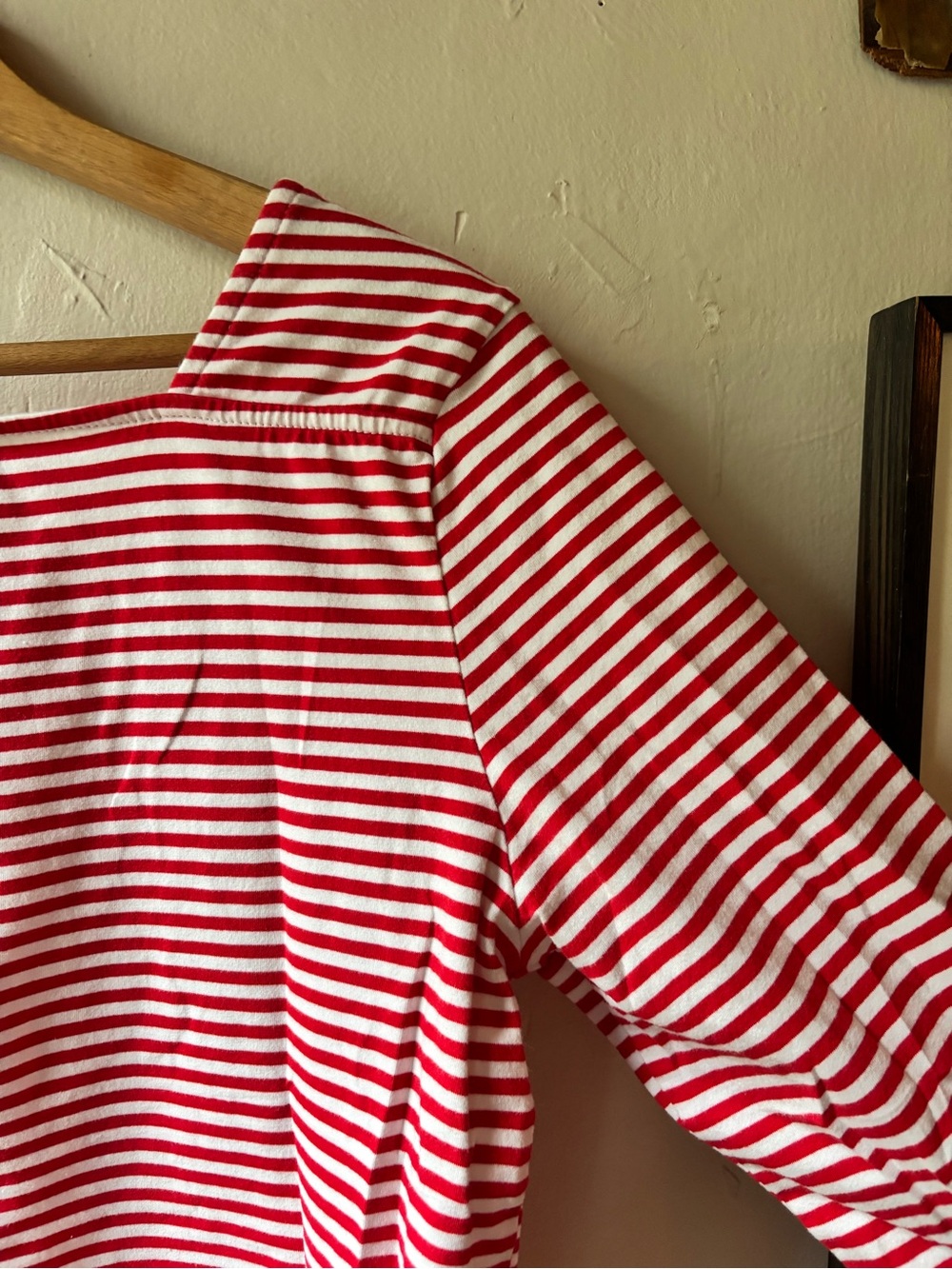 Ellison Striped Shirt Boatneck Red Nautical French Girl Summer Top EXC Large - Picture 4 of 7